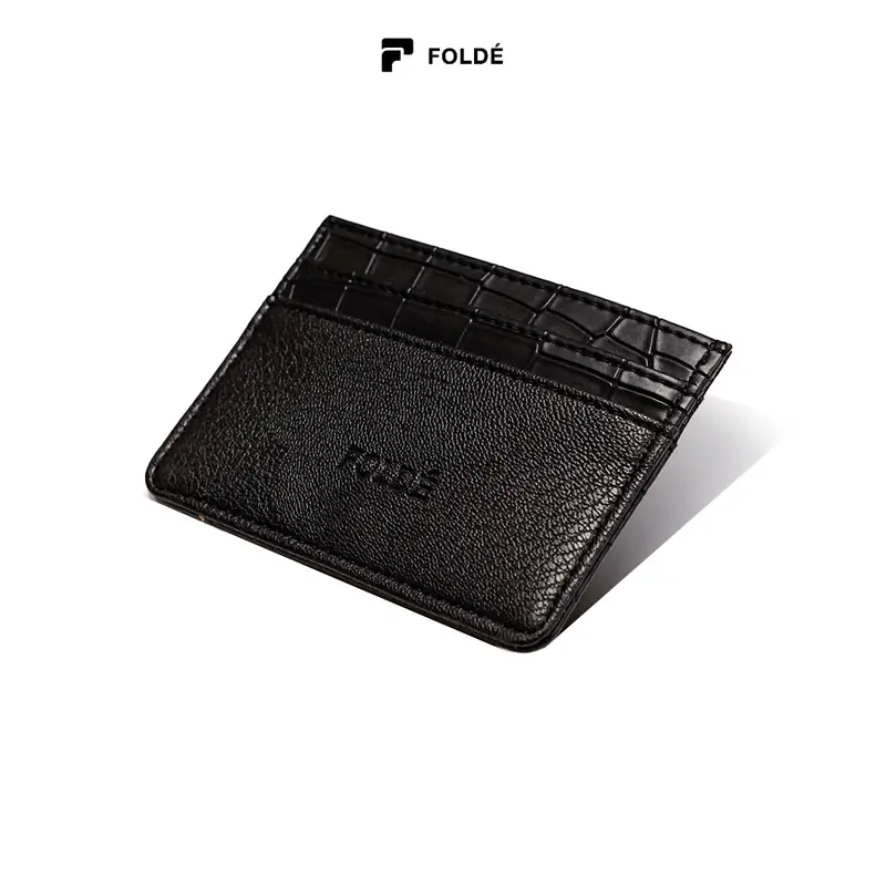 Folde Cortoa - Card Holder Kulit Motif Croco Fashion Pria Wild Black 1