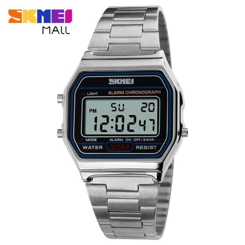  Đồng Hồ Thời Trang Cổ Điển Dành Cho Nam Và Nữ SKMEI Mặt Số 33Mm Dây Đeo Bằng Thép Không Gỉ Đồng Hồ Đồng Hồ Đeo Tay Kỹ Thuật Số Thường Ngày Báo Thức Chuông Báo Giờ Chronograph Lịch Ngày Và Tuần Chống Nước 30M 1123 