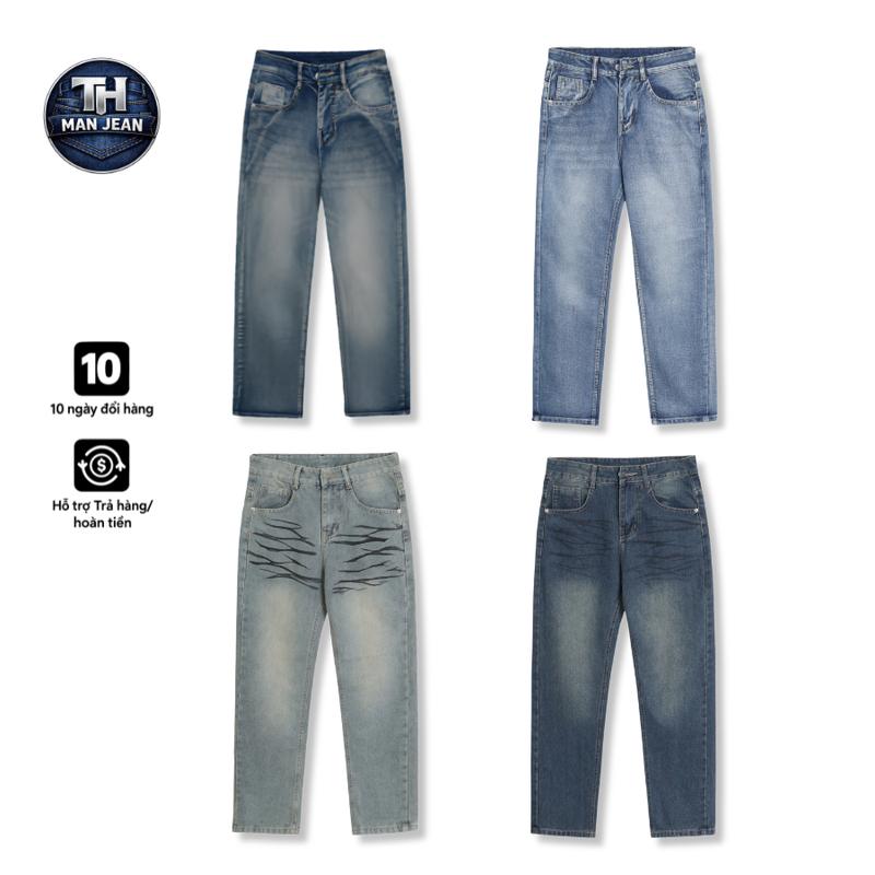 Quần Jean Dài Nam Form Baggy - Suông Đẹp Chất Vải Denim Loại 1 Cao Cấp Co Giãn 4 Chiều, Freeship Chất Liệu Cotton Mềm Mại, Phong Cách Đơn Giản Dễ Phối Hàng Ngày - TH MAN JEAN