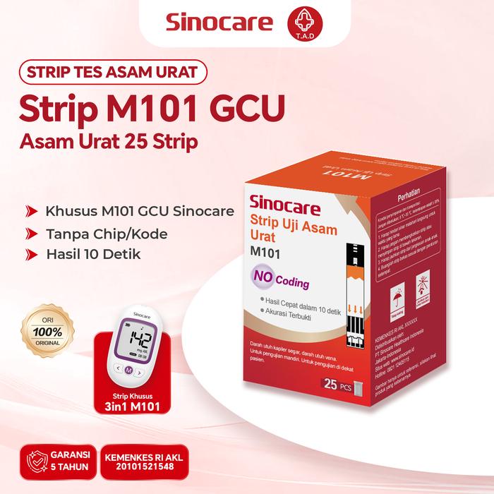 Gambar Strip Asam Urat Sinocare M101 3in1 25 Strip Original Tanpa Coding Hasil 10 Detik dari Toko Alkes Diabetes Kota Tangerang Tokopedia