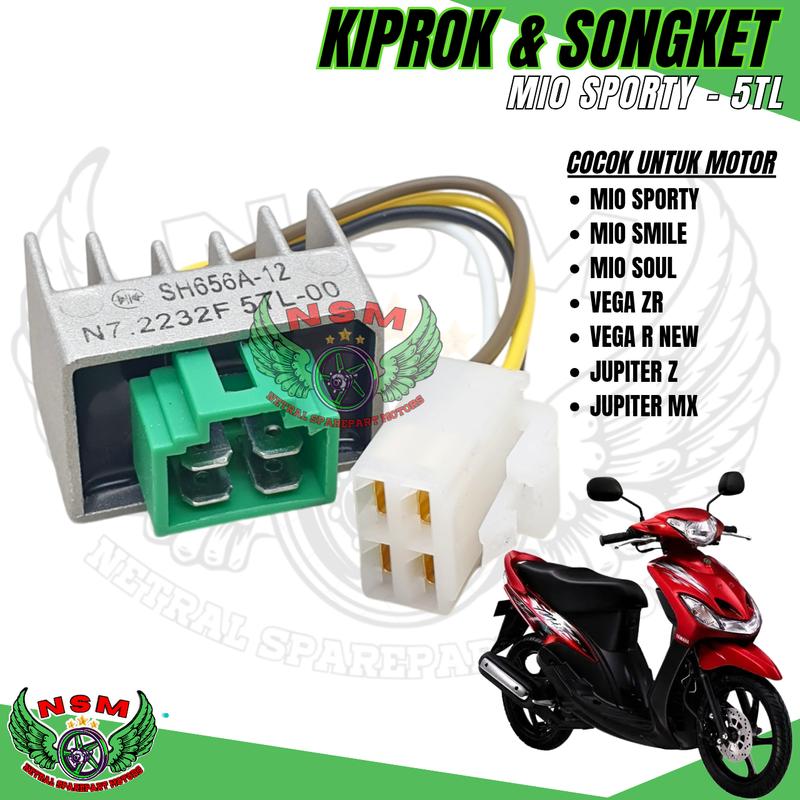 PAKET KIPROK REGULATOR MIO SPORTY+ PITING SOKET MIO SPORTY,SOUL,SMILE,NUOVO,FINO KARBU,JUPITER Z/MX OLD,VEGA R NEW/ZR 3