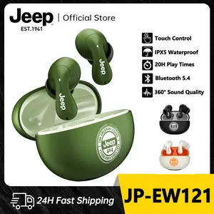 Jeep JP-EW121 Earbud Bluetooth 5.4 Nirkabel Hifi Earphone Musik Dengan Mikrofon Headphone Olahraga Headset Tahan Air IPX5 TWS LED Bass