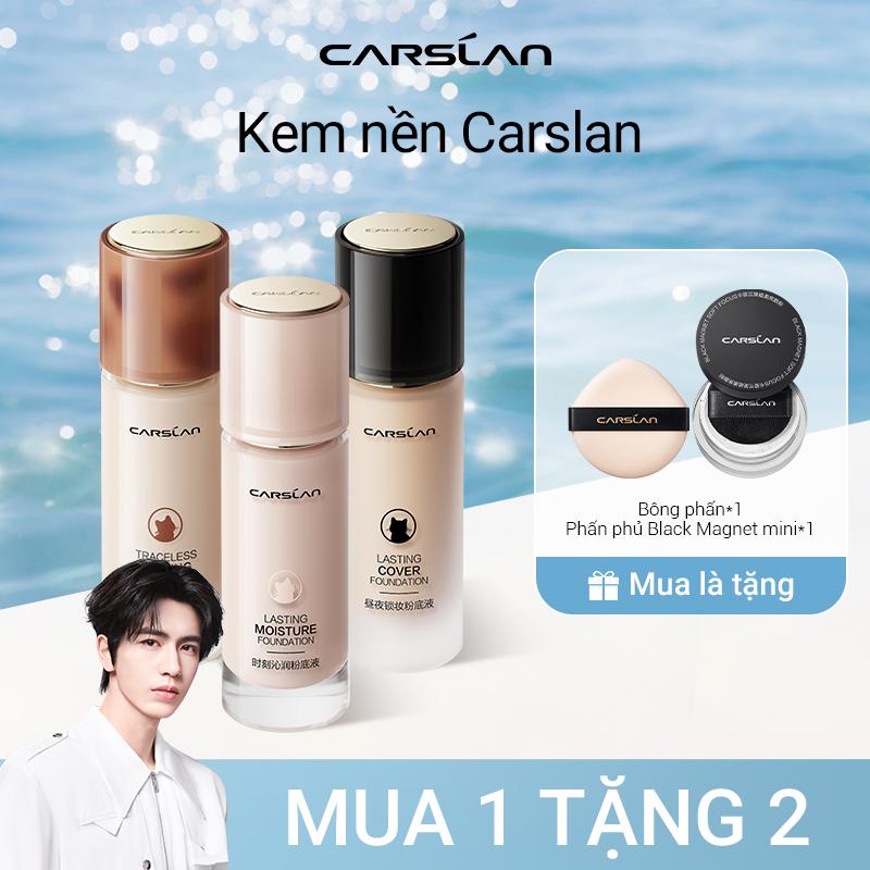 trangtrankoc Kem nền dạng lỏng lâu trôi Carslan 30ml+ Mua 1 Tặng 2 Phấn phủ mini 1g+Bông phấn*1