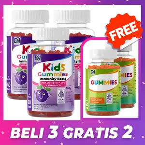 【BELI 3 GRATIS 2】 Imunitas + Pro Vision Gummy Anak | Elderberry, Zinc, Vitamin C, Lutein & Vit A | 300 Gummies | Rasa Blueberry & Strawberry | Vegan | Anak 4+ & Dewasa, COD | BPOM & Halal | Divinity Nutra