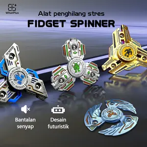 Mainan Fidget Hand Spinner Besi Warna Anti Karat Metalik Kemasan Cup Berputar Lama Tidak Melukai Tangan Tekstur Logam Simulasi
