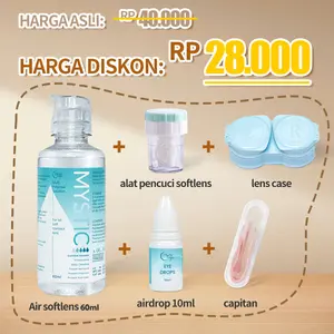 MYSTICEYES Bundling paket 5 Air softlens 60ml+eyedrop 10ml+capitan+lens case+alat pencuci softlens