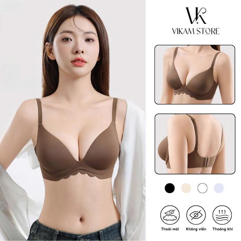Mã B68 Áo lót nữ su không gọng nâng ngực 3D mút dày 3cm áo ngực bản to định hình dáng chuẩn êm ái mặc cả ngày -- Vikam