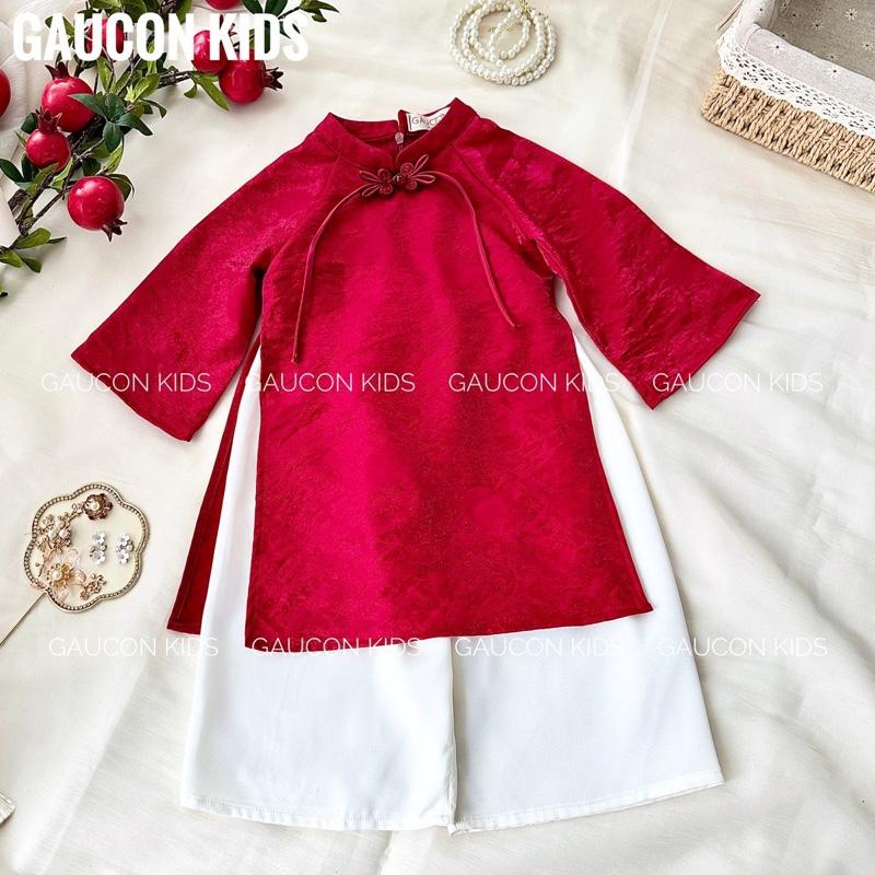  Áo dài Nhã Yên chất liệu tơ ánh kim cao cấp cho bé gái 8-35kg - tặng bờm ngọc trai - B189 