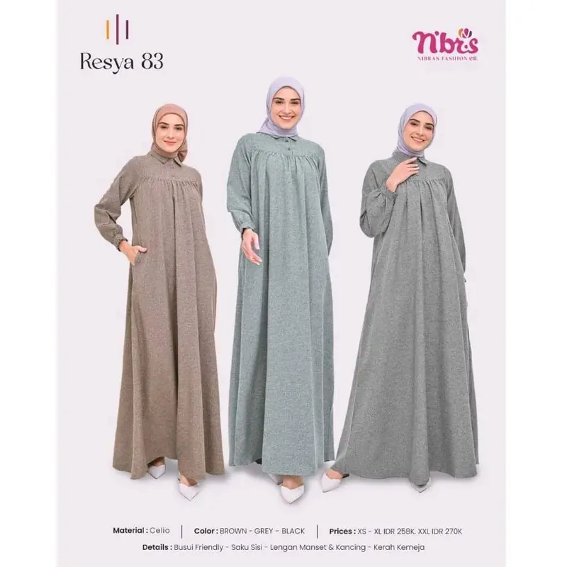 RESYA 83 GAMIS NIBRAS DEWASA POLOS 0