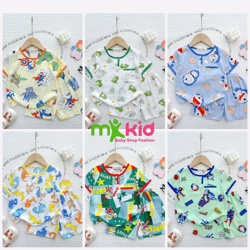 [MKKIDSHOP] Bộ Áo Ngắn Quần Ngắn 7-25KG Vải Tole thấm hút tốt  Cho Bé  Mặc Ngủ , Đồ Mặc Nhà Đi Học Mềm Mát Cho Bé