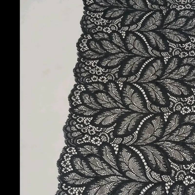 Renda Stretch/Karet Hitam Lebar - Harga Permeter atau 100cm - Terbuat Dari Kain Berkualitas Tinggi Elegan 1