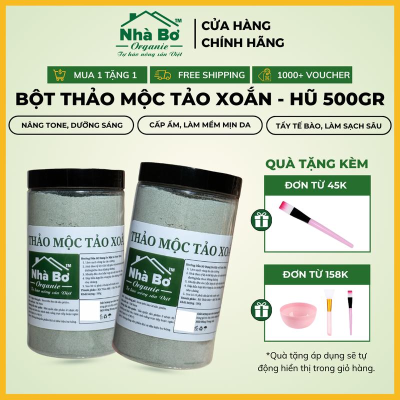   DEAL MỞ BÁN  Bột Thảo Mộc Tảo Xoắn - Bột Dưỡng Trắng Nhả Nắng Mềm Mịn Da | Nhà Bơ Organic - Mặt Nạ Dưỡng Da Mặt Và Body 