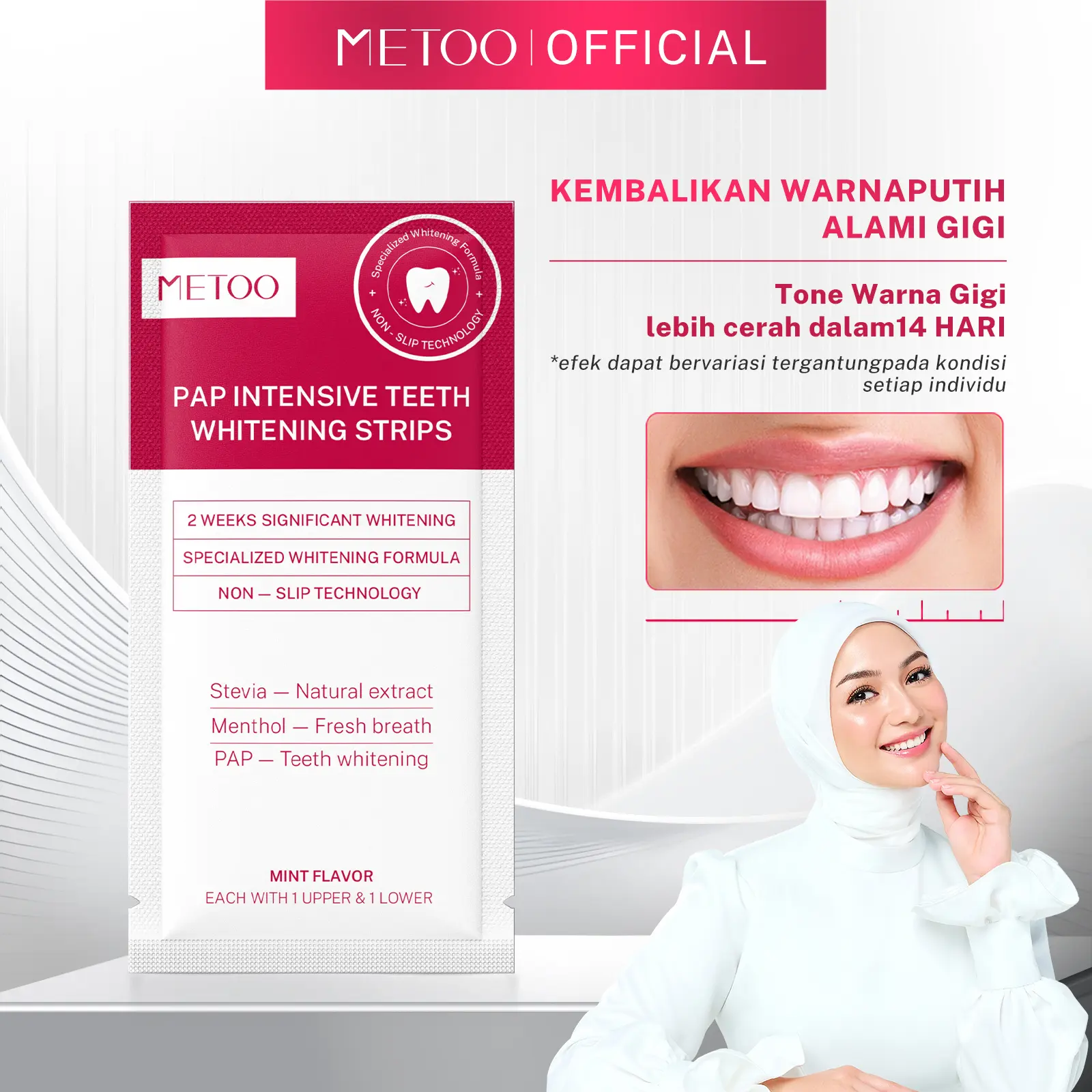 [BPOM] METOO PAP Intensive Teeth Whitening Strips 1/3/7 Sachet