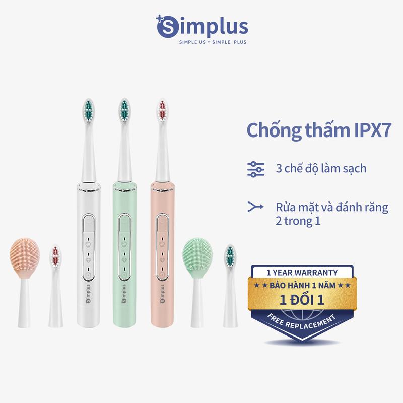 SimplusLS Bàn Chải Đánh Răng Điện Simplus Chống Nước IPX7 Pin Sạc USB DDYS002 Bảo Hành 1 Năm Chỉ Đổi Không Sửa