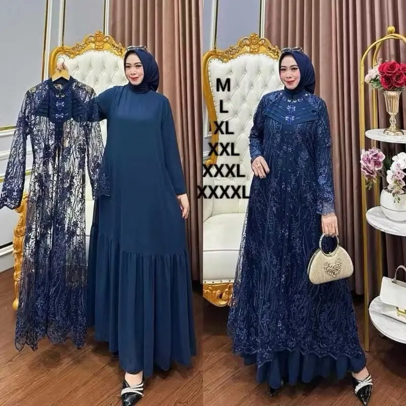 Cod Gamis Pesta Wanita Jumbo Ukuran M L XL XXL 3XL 4XL Ld 100-140cm // Inara Dress Set Outer Brukat Mix Iner Ceruty Vol 2 // Gamis Jumbo Kondangan // Dress Lebaran Mewah Elegan Rempel Payet // Gamis Set Outer Tangan Panjang