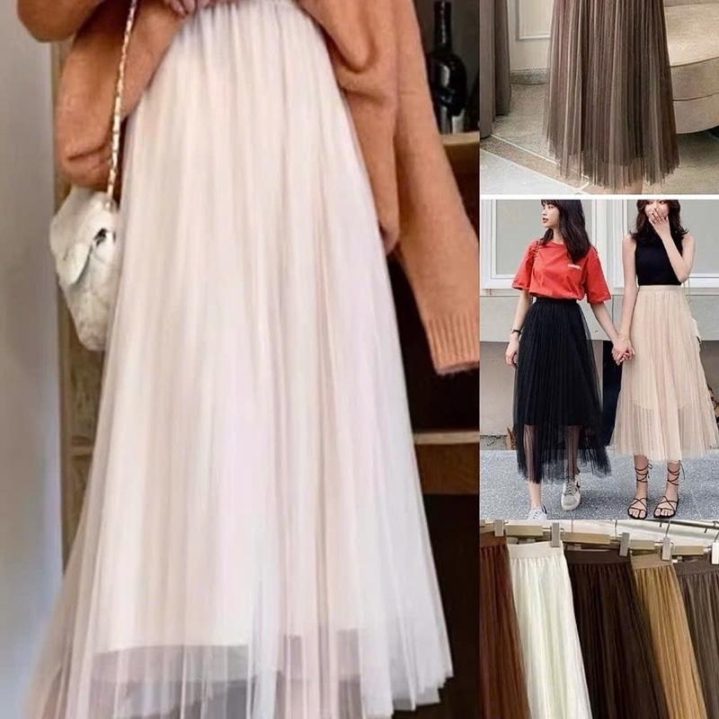  Chân Váy Xếp Ly Vải Ren 3 Lớp Kiểu Dáng Midi Cạp Chun Dưới 62kg Dài Váy 77cm Thời Trang Nữ Nhập Qccc Top haubinhchuyensiqc Women Voi Nhung Đen Free Size Dễ Điều Chỉnh Phù Hợp Vóc Dáng 