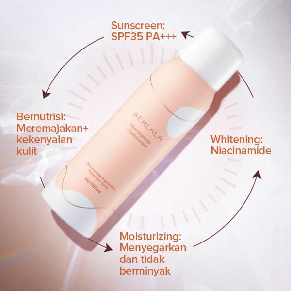 BERLALA Whitening Spray SPF 35 Sunscreen Spray Isolation Face and Body Protection Niacinamide Hyaluronic Moisturizing BPOM BLL15 4