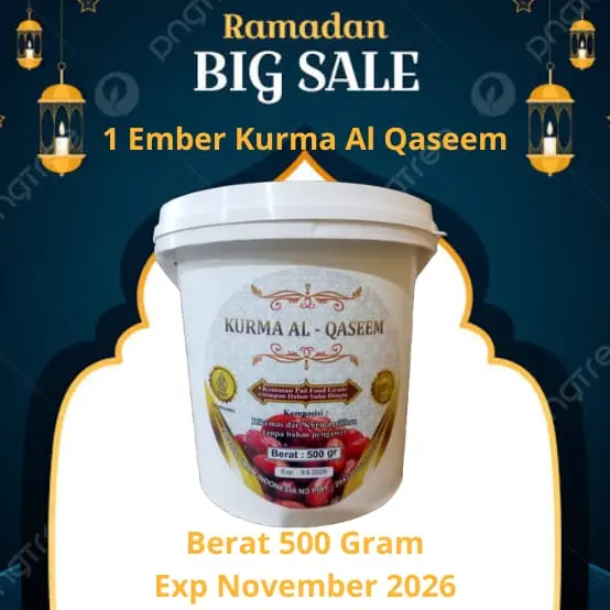 Kurma Madu Khalas Al-Qaseem 500 Gram Per Ember - 100% Original lezat dan manis Cokelat Crispy Makanan Ringan Kering Segar Organik Sehat asli dari arab Snack dried fruit
