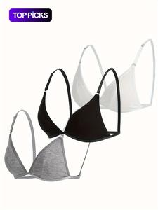 Brasier triangular sin varillas para mujer, bralette sin espalda con tirantes ajustables, top de lencería suave y cómodo para todas las estaciones, ropa para mujer