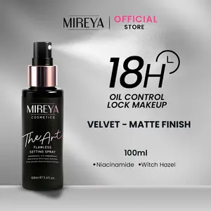 Mireya The Art Flawless Setting Spray 100ml – Setting Spray & Primer Make Up, Membantu Mengunci Riasan Lebih Tahan Lama & Tampak Matte