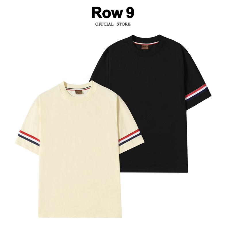 Áo Thun Nam Nữ Hai Màu Kẻ Tay Cotton Mềm 2 Chiều 250 gsm  , thương hiệu Row9 mã hàng APR-023