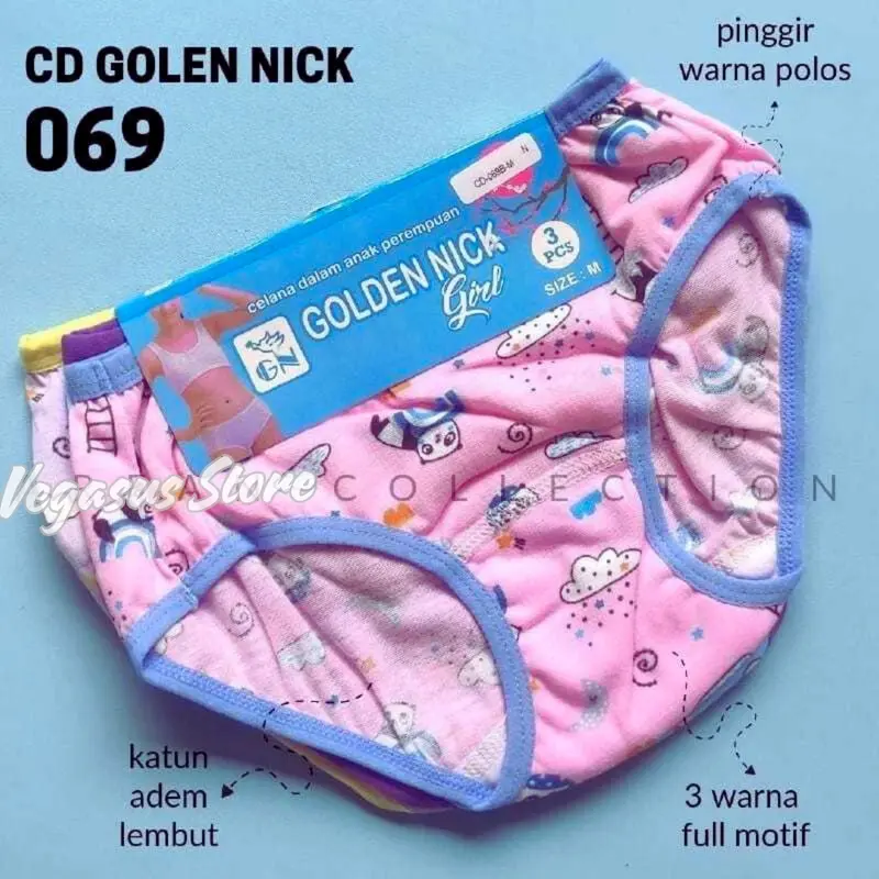 6Pcs CD Golden Nick 069B Celana Dalam Anak PEREMPUAN-ANAK Wanita MOTIF Karakter Kartun-Pakaian Dalam Anak Wanita Fashion cuci dengan air dingin xxl 7