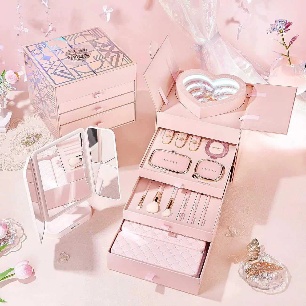 High end and luxurious MEIYU,YOULIYOULA, HLOFF,O'CHEAL Makeup Gift