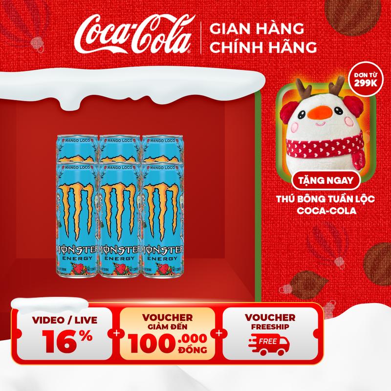  Lốc 6 Lon Nước Tăng Lực Giải Khát Monster Energy Mango Loco Vị Xoài Lon 355ml Lon Sale 15.12 Coca-Cola Beverages VN_TT 
