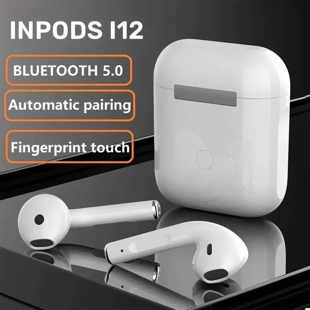 Tai Nghe Nhét Tai Nghe Bluetooth 5.0 Không Dây, Inpods i12, Độ Truy Cập Tai Nghe HiFi, Âm Thanh Độ Trung Thực Cao, Thích Hợp Để Gọi Và Điều Khiển Cảm Ứng, Đi Kèm Với Vỏ Bảo Vệ