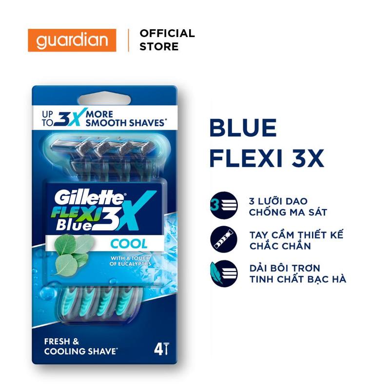 Dao Cạo Râu GILLETTE Blue3X Cool - Hộp 4 Cây