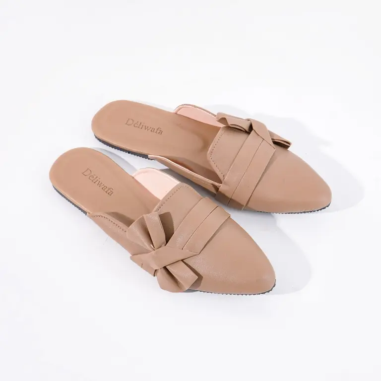 [Deliwafa] Camira Slop Fashion 2 Flat Shoes Wanita 2