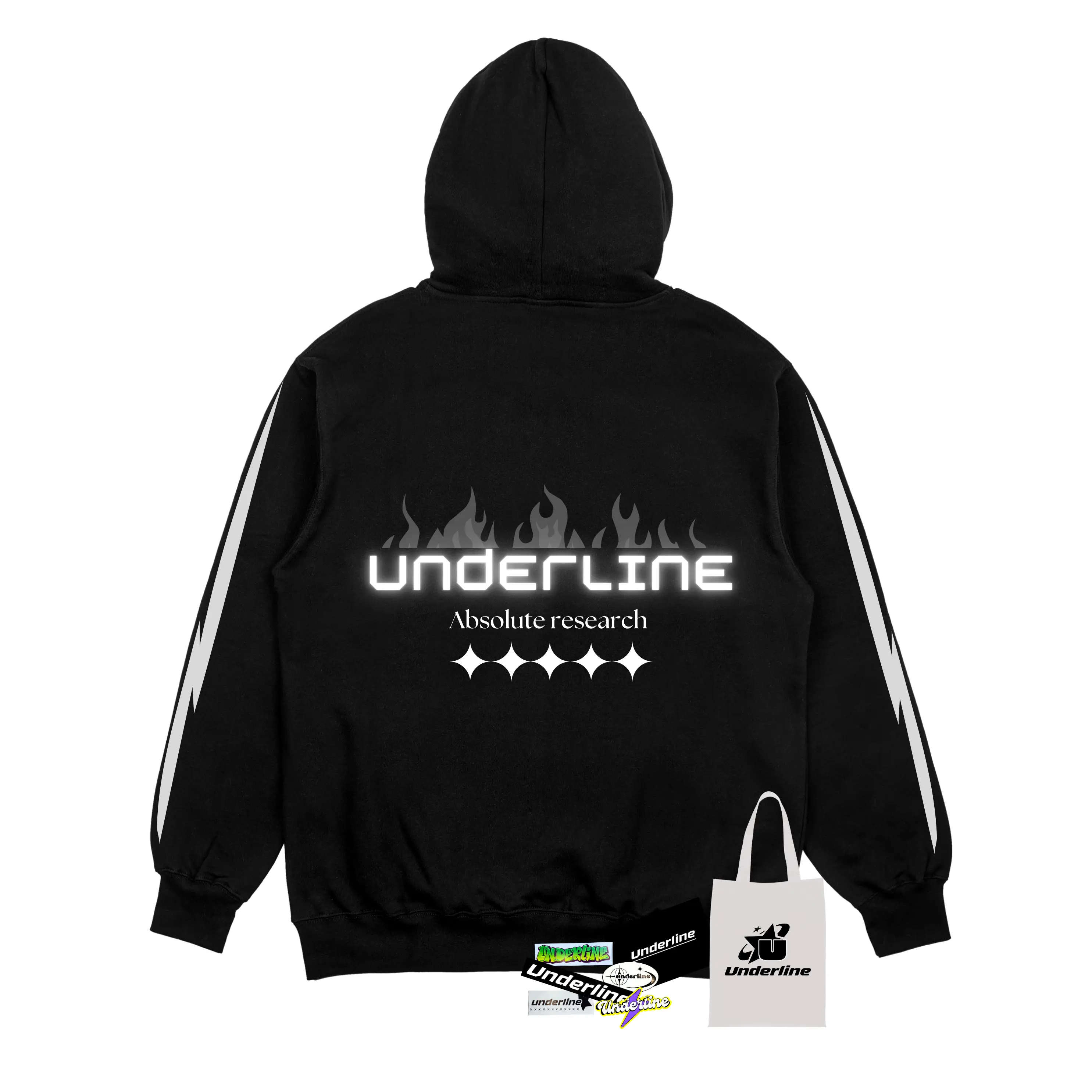Hoodie Underline Reflektif Menyala V2 Unisex Pria Wanita Fleece Tebal Gramasi 280 l Gratis Stiker Dan Tootebag