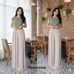 Heynona - Lavie Pants - Culote Palazzo Highwaist Celana Panjang Wanita - Celana Fashion Muslim Wanita - Celana Casual Vintage  Trendy - Viral