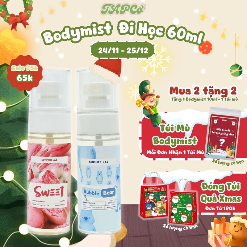 Nước Hoa Bodymist Summerlab 60ml Bubble Bunny Ngọt Thanh Mùa Hè Xịt Thơm Dịu Nhẹ Dành cho Nữ Perfume Lưu Hương lâu Cosmetic Mỹ Phẩm