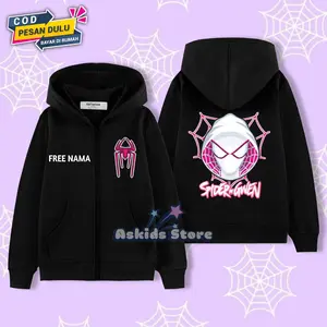 Jaket Sweater Zipper Anak Spider Gwen/Jaket Resleting Anak Kekinian