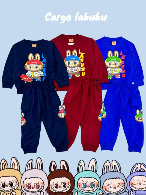 Baju anak laki-laki viral labubu X Harry Potter Stelan panjang labubu anak laki-laki / unisex / untuk anak 1-8 Tahun (Edisi Labubu) 8
