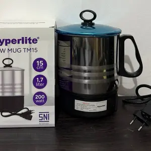 Hyperlite W Mug TM15 15 cm 1.7 Liter, TM 13 13 cm 1.2 Liter, TM11 11cm 0.8 Liter 200 Watt SNI Teko Listrik Stainless Steel untuk Kopi dan Teh