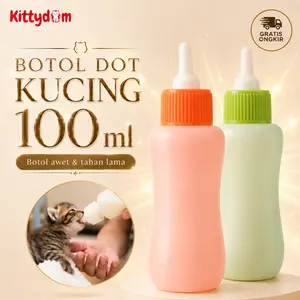 KITTYDOM Botol Dot Susu Kucing 100ml Bottle Kitten Puppy Botol Susu Anak Kucing Anabul Pet Feeder Milk Feeding Bottle Dot Silicone Kucing Anjing Kelinci Hamster Sugar Glider