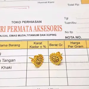anting wanita model bunga matahari elegan berlapis emas muda free surat dari toko Earrings