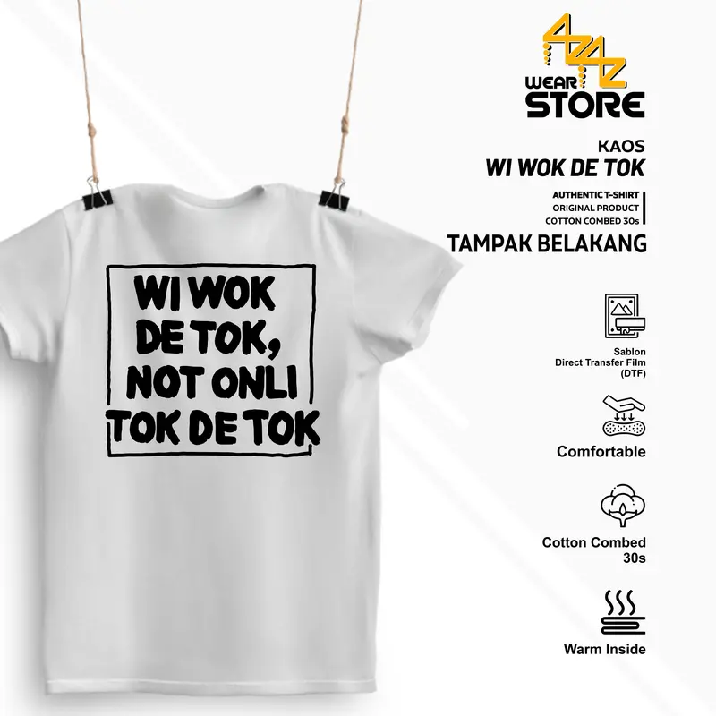 Baju Kaos Distro Unisex Pria Wanita Viral Wi Wok De Tok, Not Onli Tok De Tok Katun Hitam Putih 2