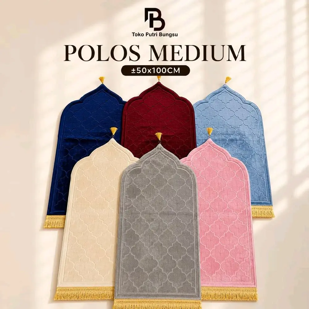 [New Arrival] Sajadah Kubah Polos Anti Slip Medium Tebal Embos Lembut Motif Muslim