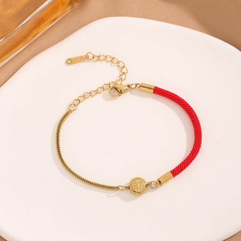 Product Introduction of New Titanium Steel Bracelet Fu Brand Red Rope Bracelet for Women's Light Luxury, Unique Design, Exquisite Weaving, Simplicity, and 100 Pairs of Fashion Decoration 7