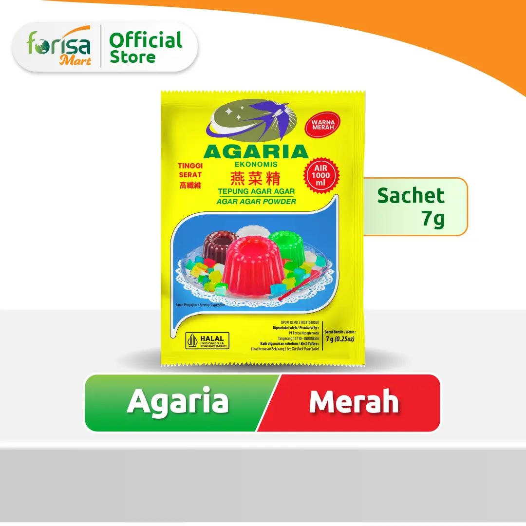 Agaria Agar-Agar Ekonomis Rasa Merah 7gr - 1 Sachet