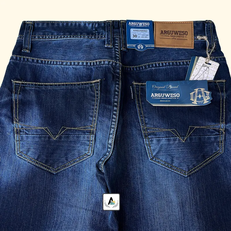 Celana Denim Pria Panjang Sobek Arguweso Casual Retro Jeans 5