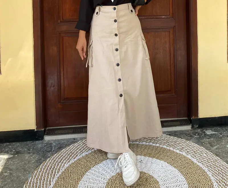 ROK CARGO SPAN TWILL WANITA TERBARU / ROK  CARGO TWILL COMBED STRETCH KANCING 6