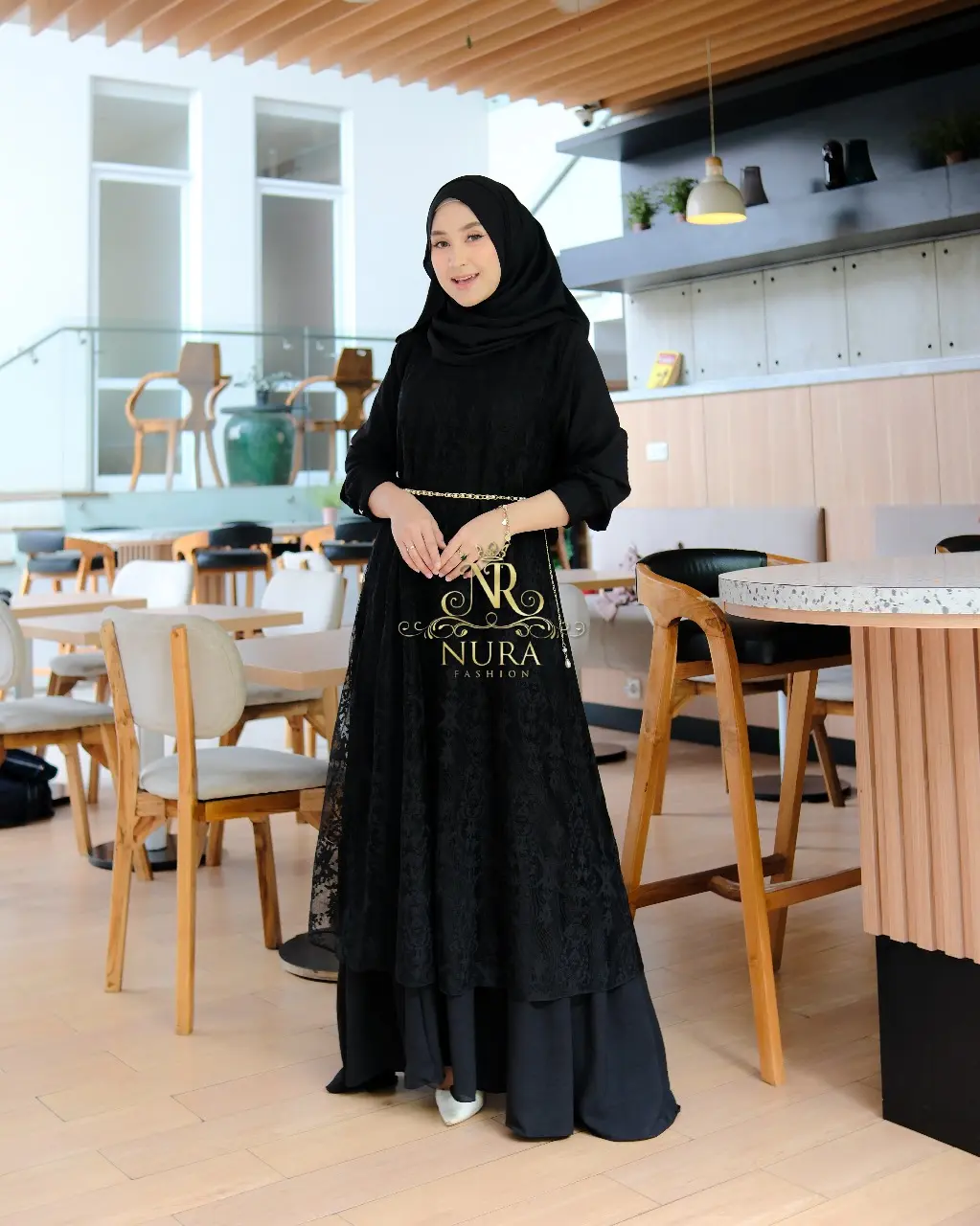 Gamis Aluna Sheeva Nurra Terbaru 2025 | Crinkle Mix Brokat Elegan Kondangan | M L XL | Free Belt