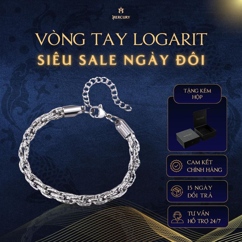 Vòng tay nam Merury Mercury Logarit - Trang sức, phụ kiện thời trang đeo tay - Thiết kế mắt xích đồng hồ màu bạc đơn giản