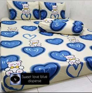 Promo GAJIAN-SPREI KADO LOVE - READY uk 120, 160, 180, 200 - SPREI SET SARUNG BANTAL SARUNG GULING LOVE fuji  Kain King