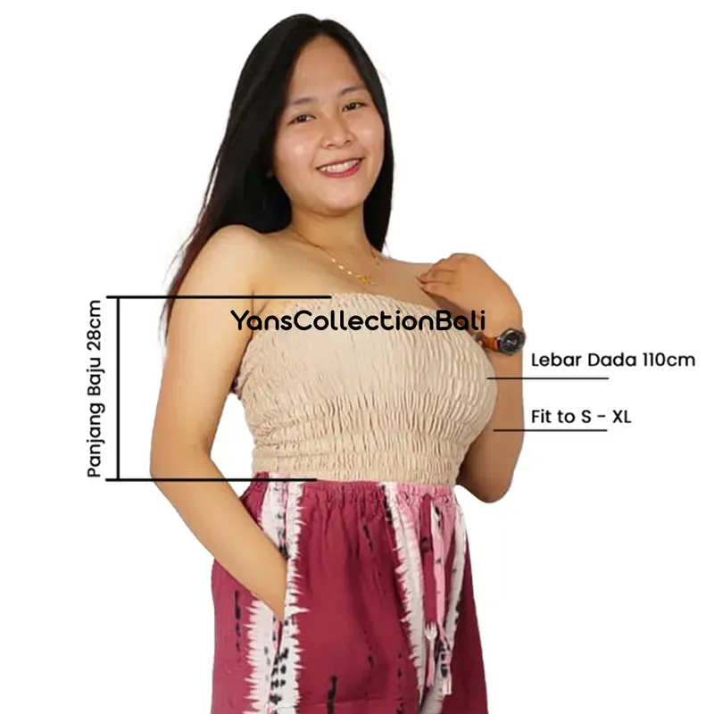 Inner kemben wanita polos pantai Bali karet kerut Atasan Crop 4