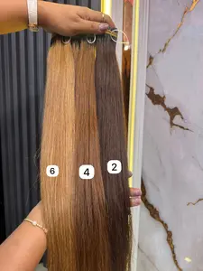 HAIR EXTENTION 55 CM BROWN SMOTHING KUALITAS STANDAR ( tipis )
